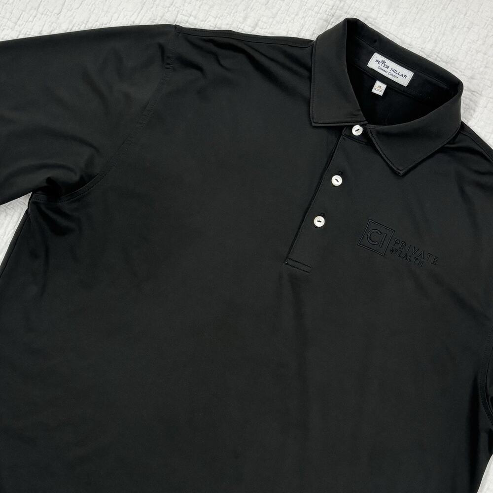 Peter Millar Polo Shirt Mens Size Medium Summer Comfort Black Private Wealth